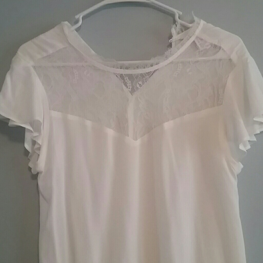 H&M Sheer White Lace Blouse